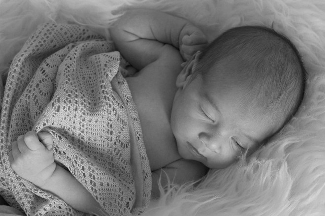 sleeping baby bw